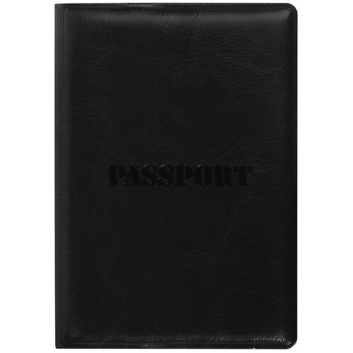 Обложка для паспорта STAFF, полиуретан под кожу, паспорт, черная, 237599