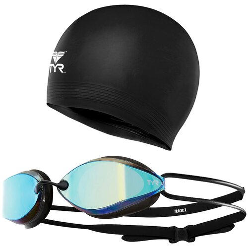 Набор для плавания TYR Black 2 в 1: Шапочка  очки