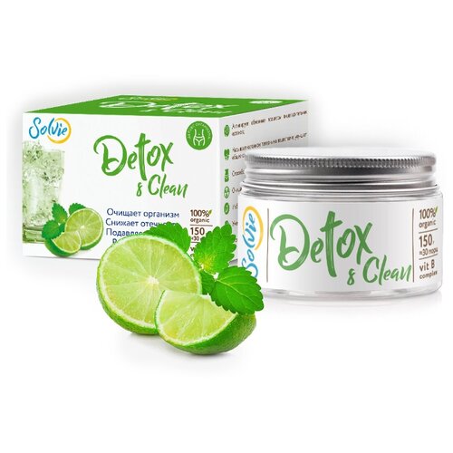 Напиток растворимый Detox  Clean со вкусом Мохито Solvie 150 г Для похудения стройности и очищения организма дренажный
