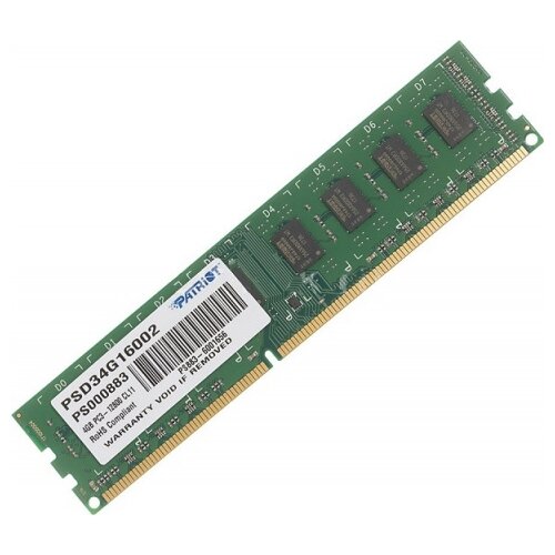 Оперативная память Patriot Memory SL 4GB DDR3 1600MHz DIMM 240pin CL11 PSD34G16002