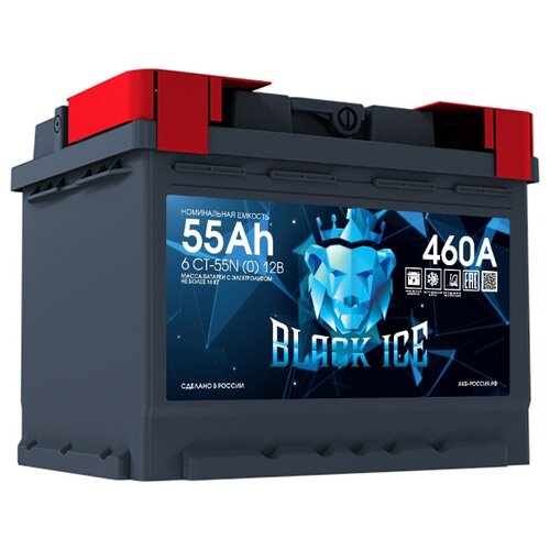Автомобильный аккумулятор BLACK ICE 6СТ550 ёмкость 55 Ач обратная полярность 0  BI5501