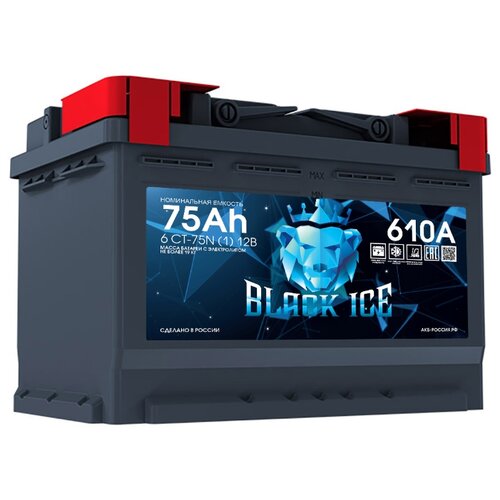 Автомобильный аккумулятор BLACK ICE 6СТ751 ёмкость 75 Ач прямая полярность 1  BI7511
