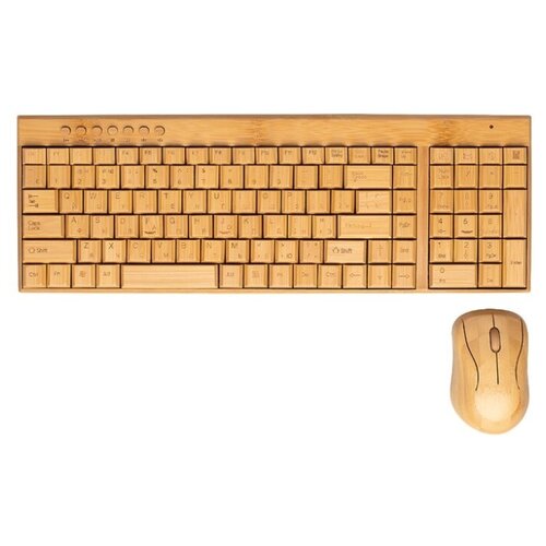 Комплект клавиатура с мышкой Bamboowood беспроводной в бамбуковом корпусе