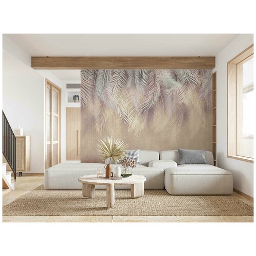 Фотообои на стену флизелиновые Пальмовый бриз 3 с рисунком пальмовые листья в гостиную и кухню. 360x250 см.