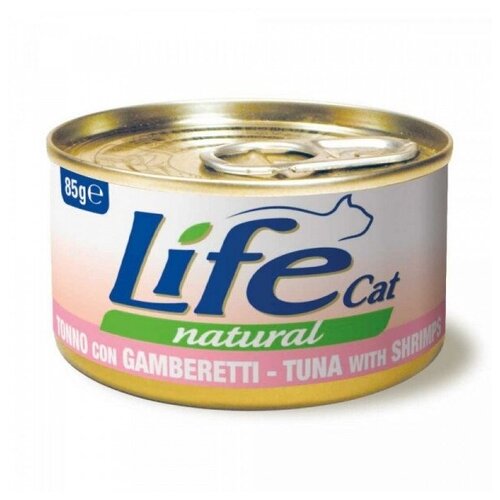 Lifecat деликатес для кошек с тунцом и креветками в бульоне, 85гр x 3 шт.