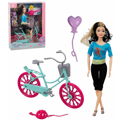 Игровой набор Кукла Спортсменка с велосипедом и аксессуарами 30 см