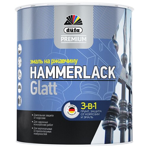 Эмаль на ржавчину Dufa Premium Hammerlack 3в1 гладкая RAL 9010 белая 0,75 л.