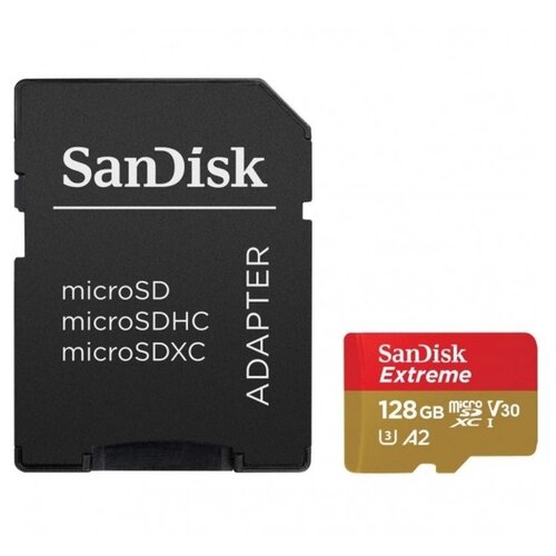 Карта памяти SanDisk Extreme microSDXC 128GB for Action Cams and Drones  SD Adapter 160MBs A2 C10 V30 UHSI U3