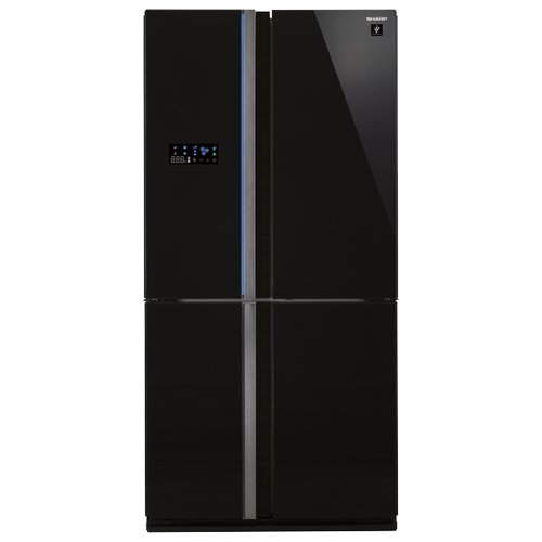 Холодильник трехкамерный Sharp SJFS97VBK Side by Side, черное стекло