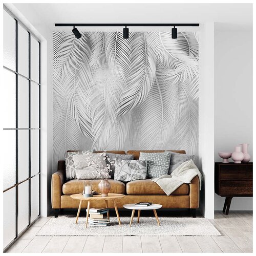 Фотообои на стену флизелиновые Пальмовый бриз 0 с рисунком пальмовые листья в гостиную и кухню. 270x250 см.