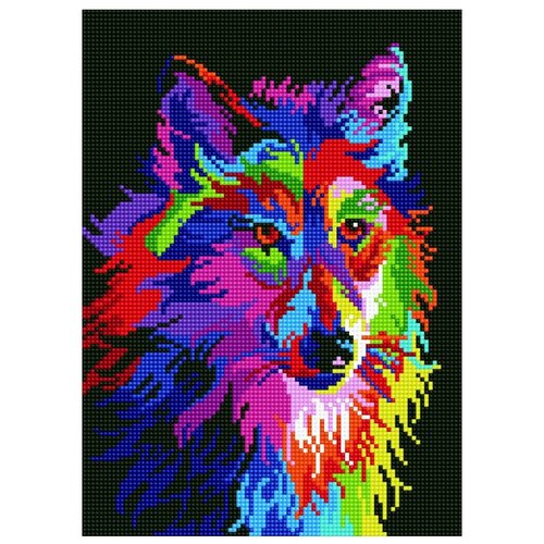 Цветной Набор алмазной вышивки Радужный волк LG013 40х50 см