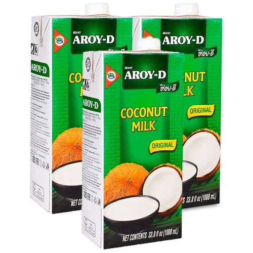 Молоко кокосовое AROYD, 3 упаковки Tetra Pak по 1000 мл.