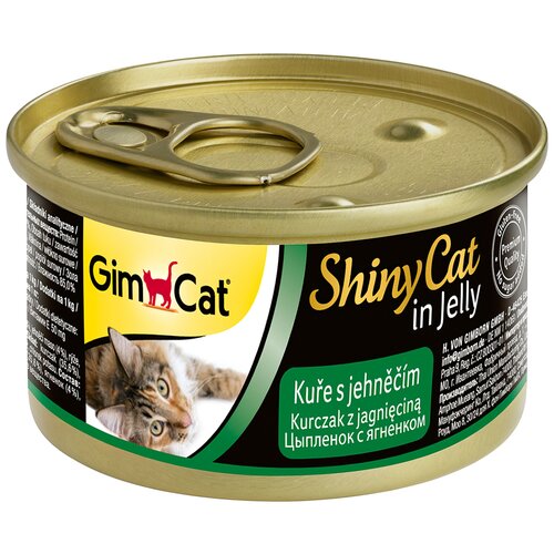 Влажный корм для кошек GimCat ShinyCat цыпленок с ягненком в желе 12 шт х 70 г кусочки в желе