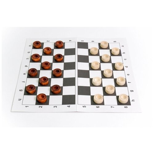 Шашки деревянные ЛальяС и шахматная доска картон 31х31 см