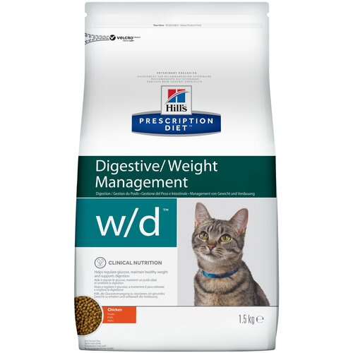 Сухой корм для кошек Hills Prescription Diet wd Digestive для поддержания веса и при сахарном диабете с курицей 15 кг