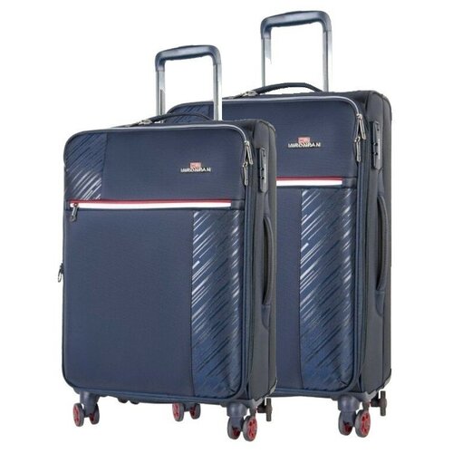 Тканевые чемоданы черного цвета с расширением на колесах M  S