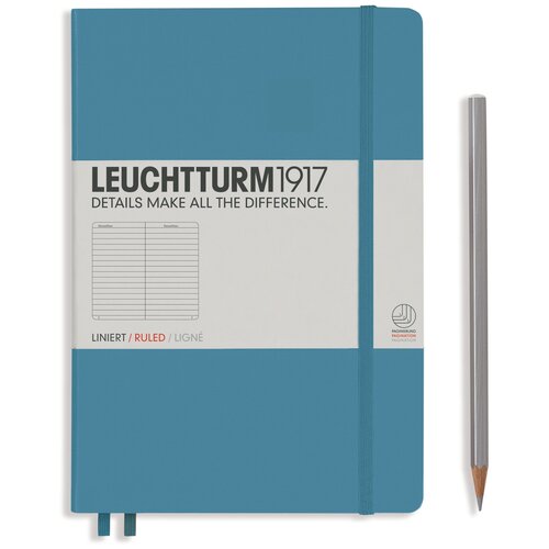 Записная книжка Leuchtturm Medium A5 Nordic Blue твердая обложка 251 стр линейка 354584)