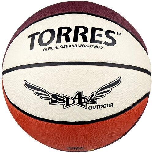 Баскетбольный мяч TORRES Slam B00067 р 7 бежевыйбордовыйоранжевый
