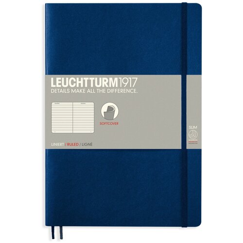 Записная книжка Leuchtturm Composition В5, в линейку, темносиний, 123 страниц, мягкая обложка