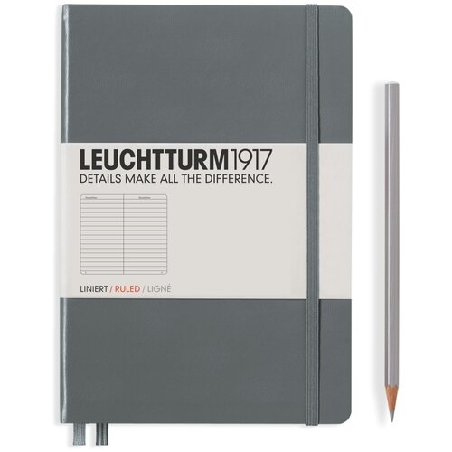 Записная книжка Leuchtturm A5 в линейку), глубокий серый