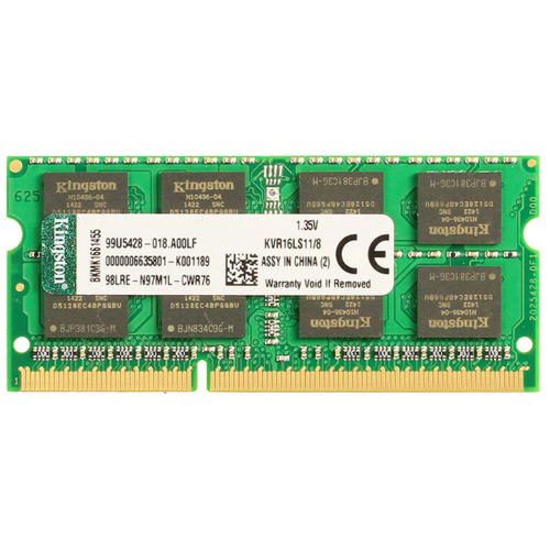 Оперативная память Kingston ValueRAM 8GB DDR3L 1600MHz SODIMM 204pin CL11 KVR16LS118