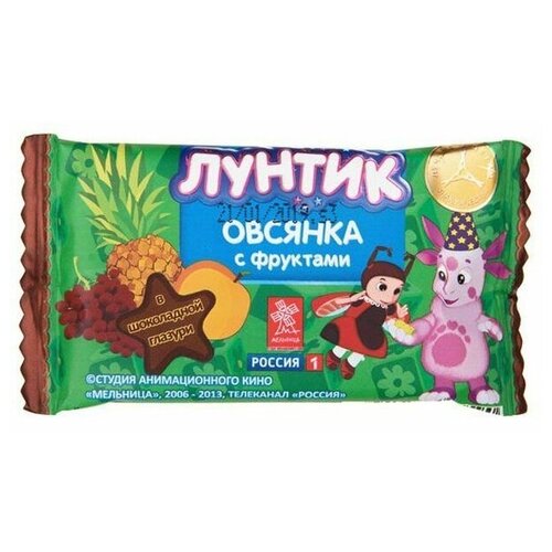 Злаковый батончик Виталад Лунтик Овсянка с фруктами в шоколадной глазури 40 г