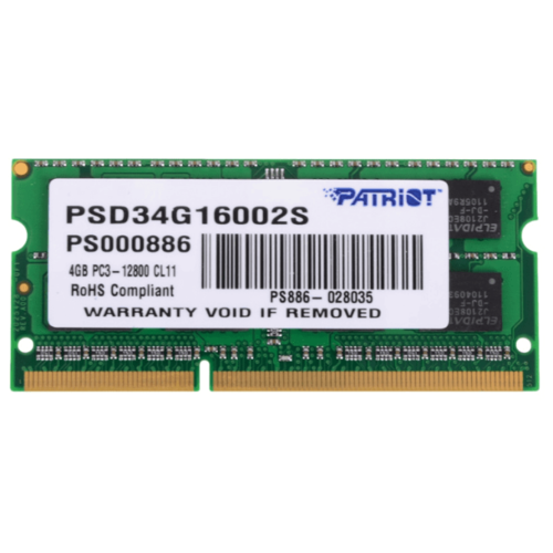 Оперативная память Patriot Memory SL 4GB DDR3 1600MHz SODIMM 204pin CL11 PSD34G16002S