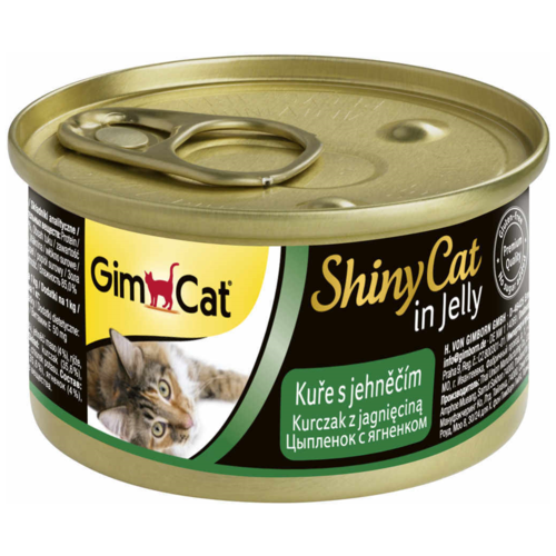 Влажный корм для кошек GimCat ShinyCat цыпленок с ягненком в желе 70 г кусочки в желе