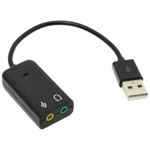 Внешняя звуковая карта Orient AU01S адаптер USB на два гнезда 3.5мм для микрофона и наушников  чрный