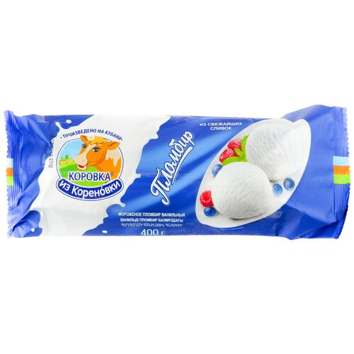 Мороженое Коровка из Кореновки Пломбир ванильный 400г 2 упаковки, 16 шт)