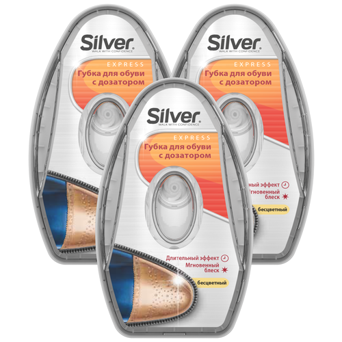 SILVER Губкаблеск для обуви с дозатором силиконантистатик натуральная 6мл 3 шт в наборе