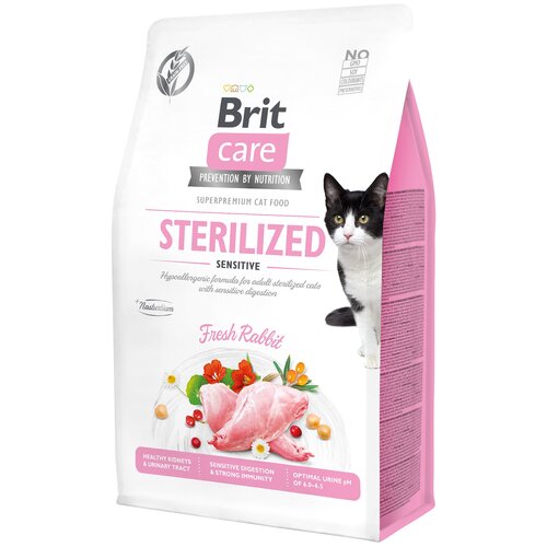 Сухой корм для стерилизованных кошек Brit Care беззерновой при чувствительном пищеварении с кроликом 400 г