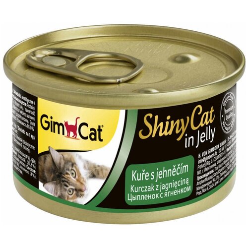 Влажный корм для кошек GimCat ShinyCat цыпленок с ягненком в желе 24 шт х 70 г кусочки в желе