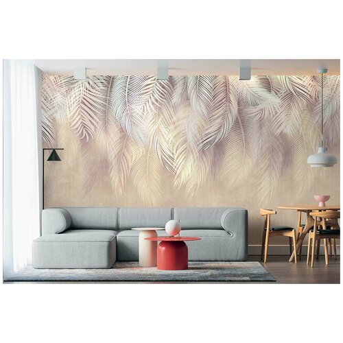 Фотообои на стену флизелиновые Пальмовый бриз 3 с рисунком пальмовые листья в гостиную и кухню. 450x270 см.