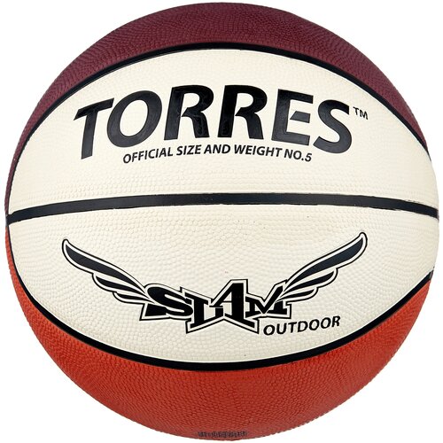 Баскетбольный мяч TORRES Slam B00065 р 5 бежевыйбордовыйоранжевый