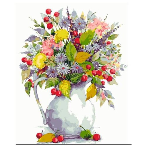 Цветной Картина по номерам Букет с одуванчиками и ягодами MG2059