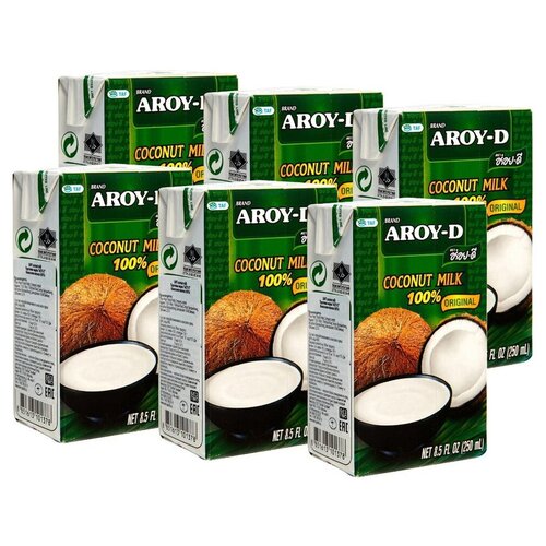 Молоко кокосовое AROYD, 6 упаковок Tetra Pak по 250 мл.