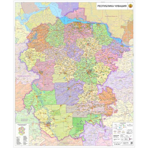 настенная карта Республики Чувашия 139 х 115 см на баннере)