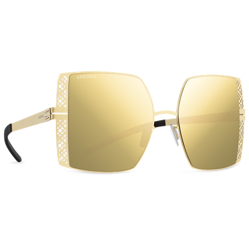 Титановые солнцезащитные очки GRESSO Palmyra  квадратные  золотые
