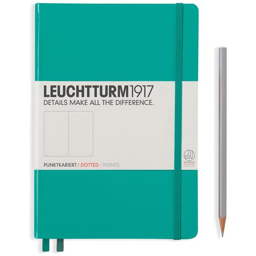 Записная книжка Leuchtturm Medium A5 Emerald твердая обложка 251 стр точка 344792)
