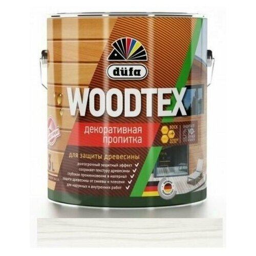 Пропитка декоративная для защиты древесины алкидная Dufa Woodtex белая 3 л.