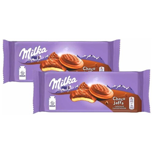 Бисквитное печенье в шоколаде Milka Choco Jaffa Chocolate Mousse с начинкой какао мусс, европейские детские сладости, сладкий десерт 2 шт. по 128 гр)