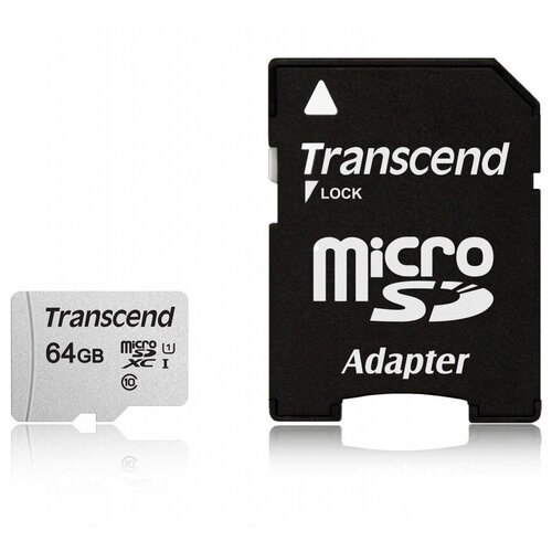 64Gb Карта памяти microSDXC Class10 TRANSCEND TS64GUSD300SA  adapter
