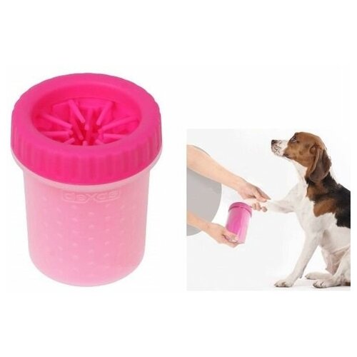 Лапомойка для собак  Переносная силиконовая лапомойка стакан MIDI Розовая