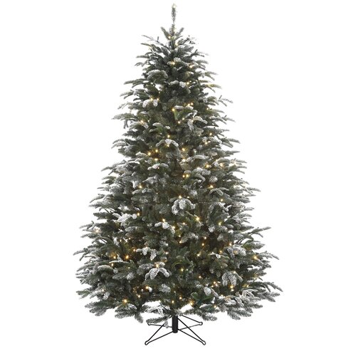 Искусственная елка с лампочками Стильная заснеженная 185 см, 312 теплых белых ламп, литая  ПВХ, Black Box 74282