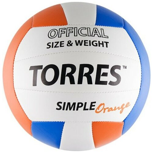 Мяч вол. TORRES Simple Orange арт.V32125, р.5, синт.кожа ТПУ), маш. сшивка, бут.кам,белг 6883873