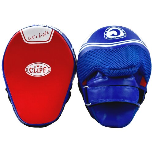 Лапы боксерские CLIFF ULI3078, Shock padding, FLEX, изогнутые, синекрасные