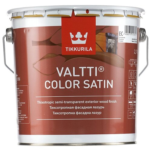 Антисептик для дерева Tikkurila Valtti Color Satin на льняном масле бесцветный, 2.7