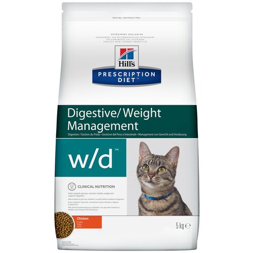 Сухой корм для кошек Hills Prescription Diet wd Digestive для поддержания веса и при сахарном диабете с курицей 5 кг