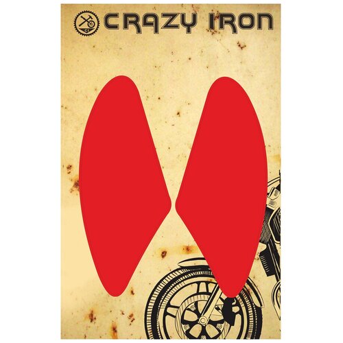 Наклейка на бак мотоцикла CRAZY IRON боковая LOCKER, красная